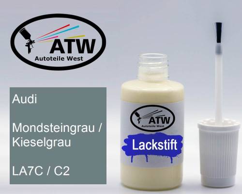 Audi, Mondsteingrau / Kieselgrau, LA7C / C2: 20ml Lackstift, von ATW Autoteile West.